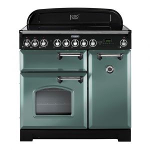 Rangemaster CDL90EIMGC Classic Deluxe 90cm Induction Range Cooker in Mineral Green and Chrome