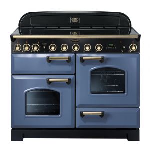 Rangemaster CDL110EISB/B Classic Deluxe 100cm Induction Range Cooker in Stone Blue and Brass