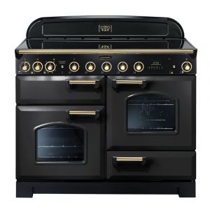 Rangemaster CDL110EICB/B Classic Deluxe 110cm Induction Range Cooker in Charcoal Black and Brass