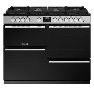 Stoves ST DX PREC D1100DF GTG SS Precision Deluxe 110cm Dual Fuel Gas-Through-Glass Range Cooker in Stainless Steel