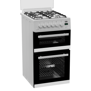 Beko EDG507W Freestanding 50cm Lidded Gas Twin Cavity Cooker in White