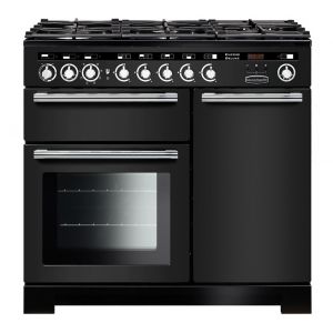 Rangemaster EDL100DFFCBC Encore Deluxe 100cm Dual Fuel Range Cooker in Charcoal Black and Chrome