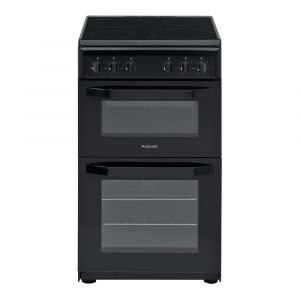 Hotpoint HD5V92KCB 50cm Electric Twin Cavity Cooker with Ceramic Hob Black