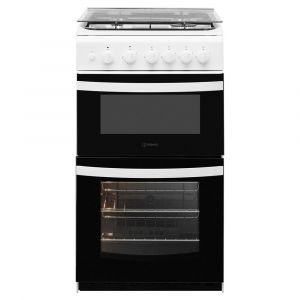 Indesit ID5G00KMWL Freestanding 50cm Gas Twin Cavity Lidded Cooker in White