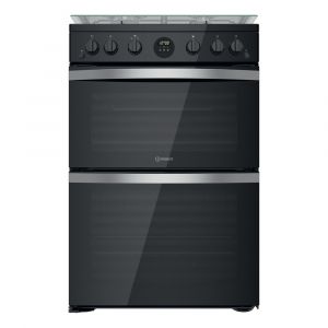 Indesit ID67G0MCBUK 60cm Gas Double Oven Cooker Black