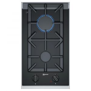 Neff N23TA29N0 30cm Domino Gas Hob in Black Glass with Stainless Steel Trim