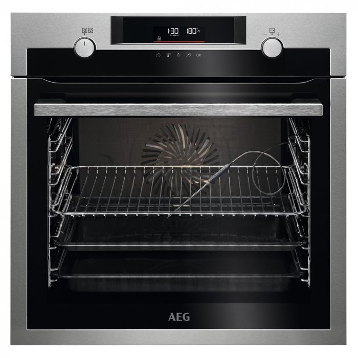 AEG AEG 6000 SteamBake Electric Single Oven with Food Sensor Stainless  BCE556060M 